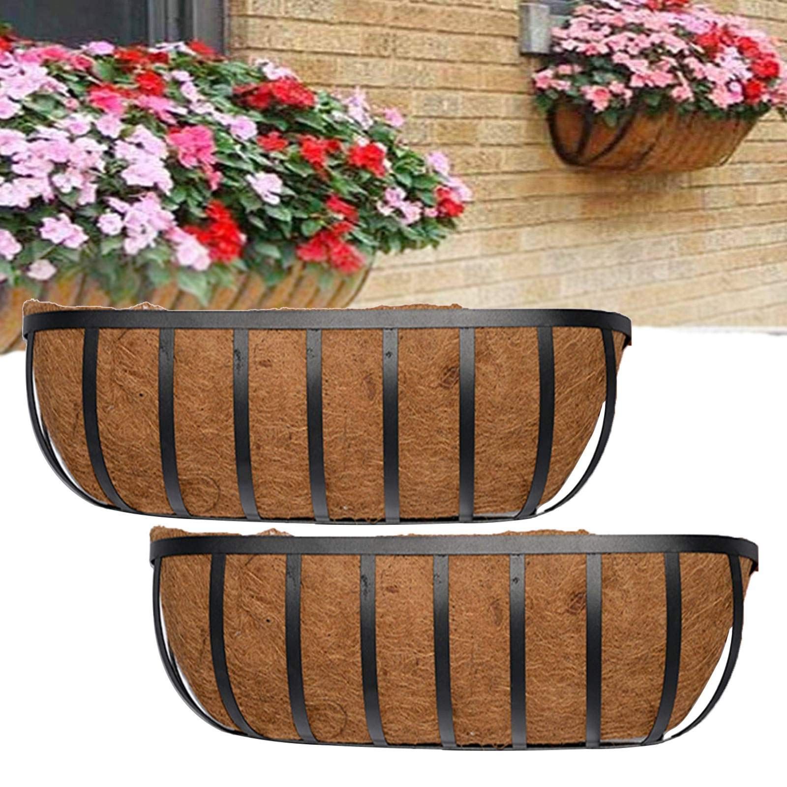 Metal WallMounted Half Moon Shaped Coconut Liner Planter Basket