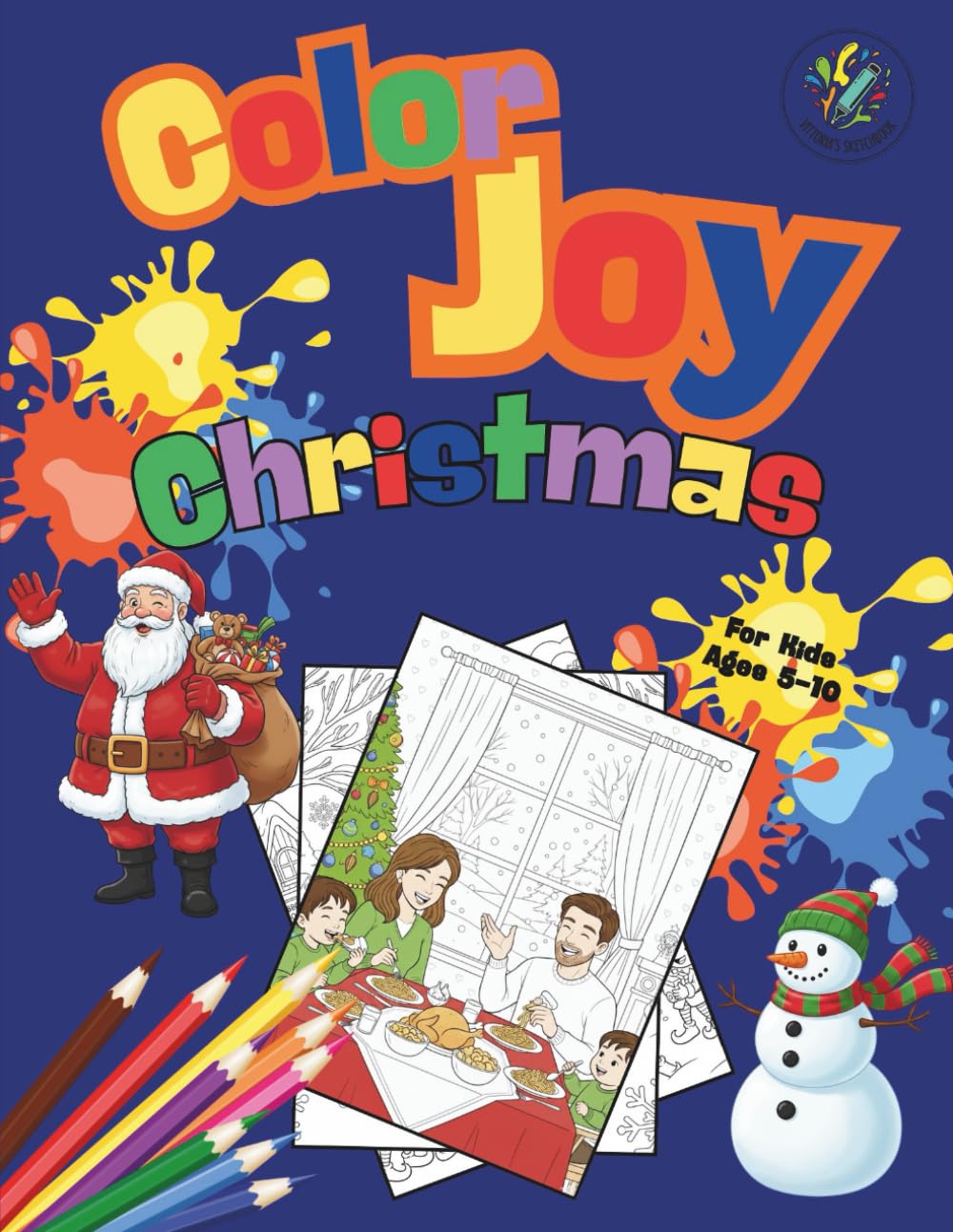 Color Joy: Fun Christmas Coloring Book for Kids Age 5-10: 32 Simple Designs for Boys and Girls