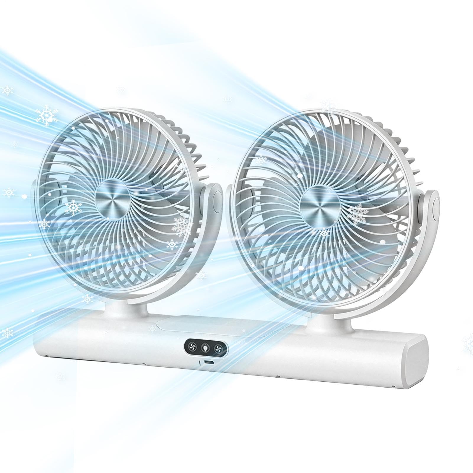 Ventilatore Da Scrivania Dispositivo Ricaricabile A Doppia Testa Con | Ventilatore Da Scrivania Con LED per camera da casa campeggio tenda soffitto studio esterno lettura