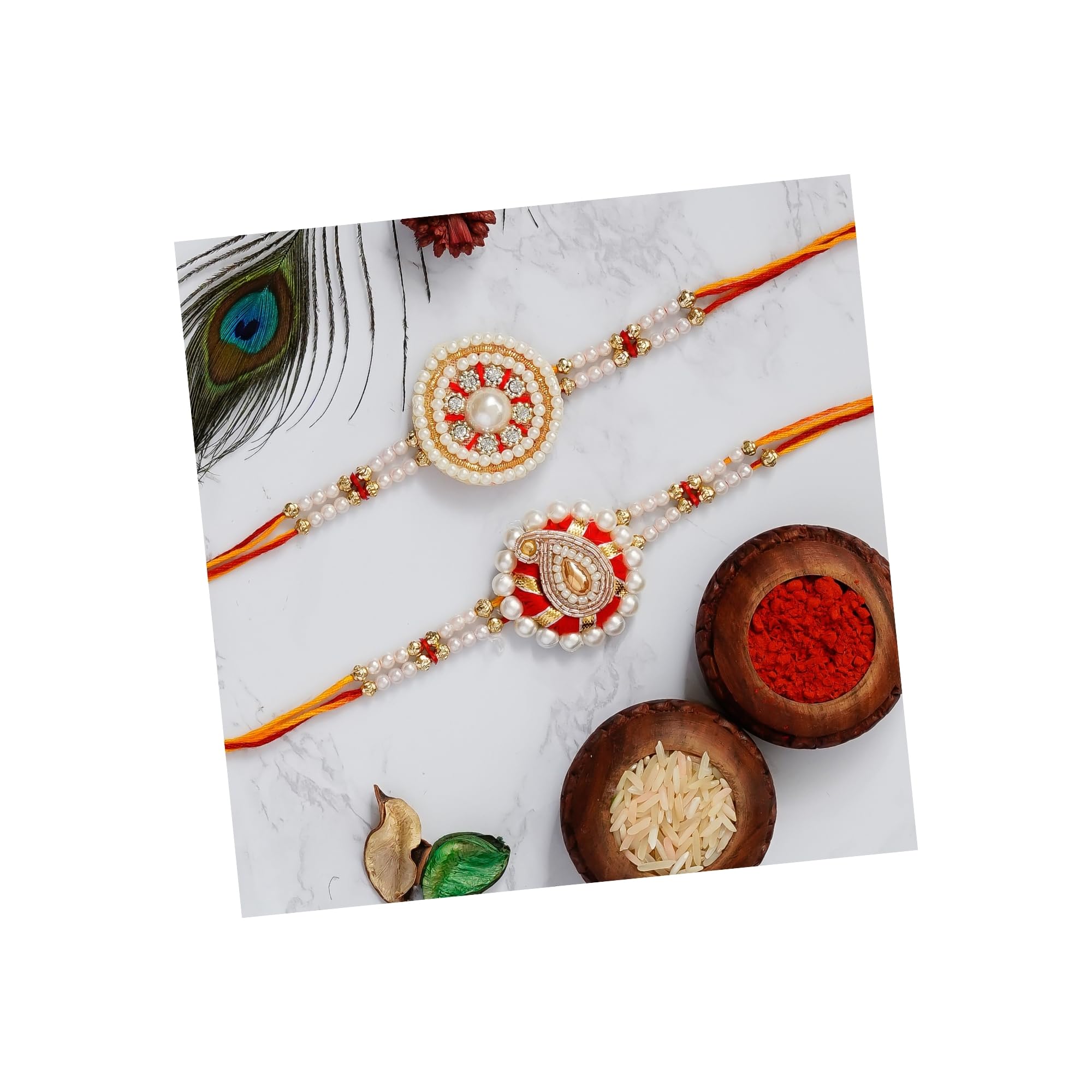 eCraftIndia Set of 2 Designer Rakhis with Roli Chawal Pack - Rakhi for Brother, Bhaiya, Bhai (B0C8V2K57H) Amazon Price History, Amazon Price Tracker