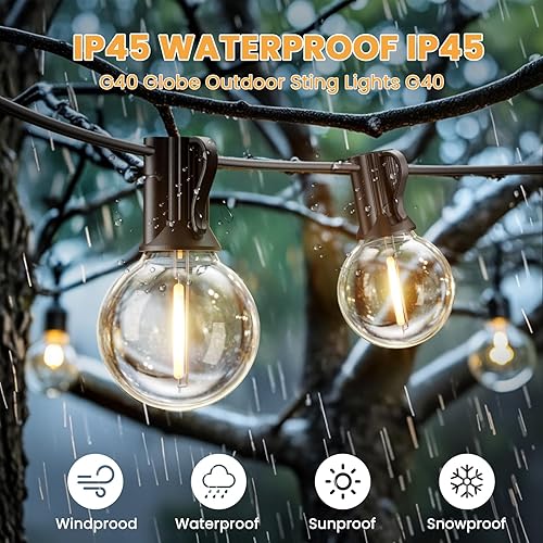 Miniatura 3 de Guirnalda de luces LED G40 para exteriores de 25 pies, con 13 bombillas, inastillable, impermeable, regulable, conectable, luces colgantes