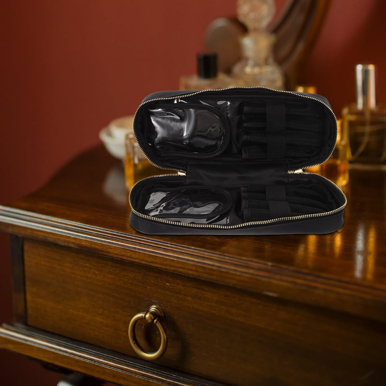 Astuccio per Pennelli Make Up da Viaggio Oxford Leggero e Portatile Chiusura a Zip, Organizer Cosmetico per Attività Outdoor