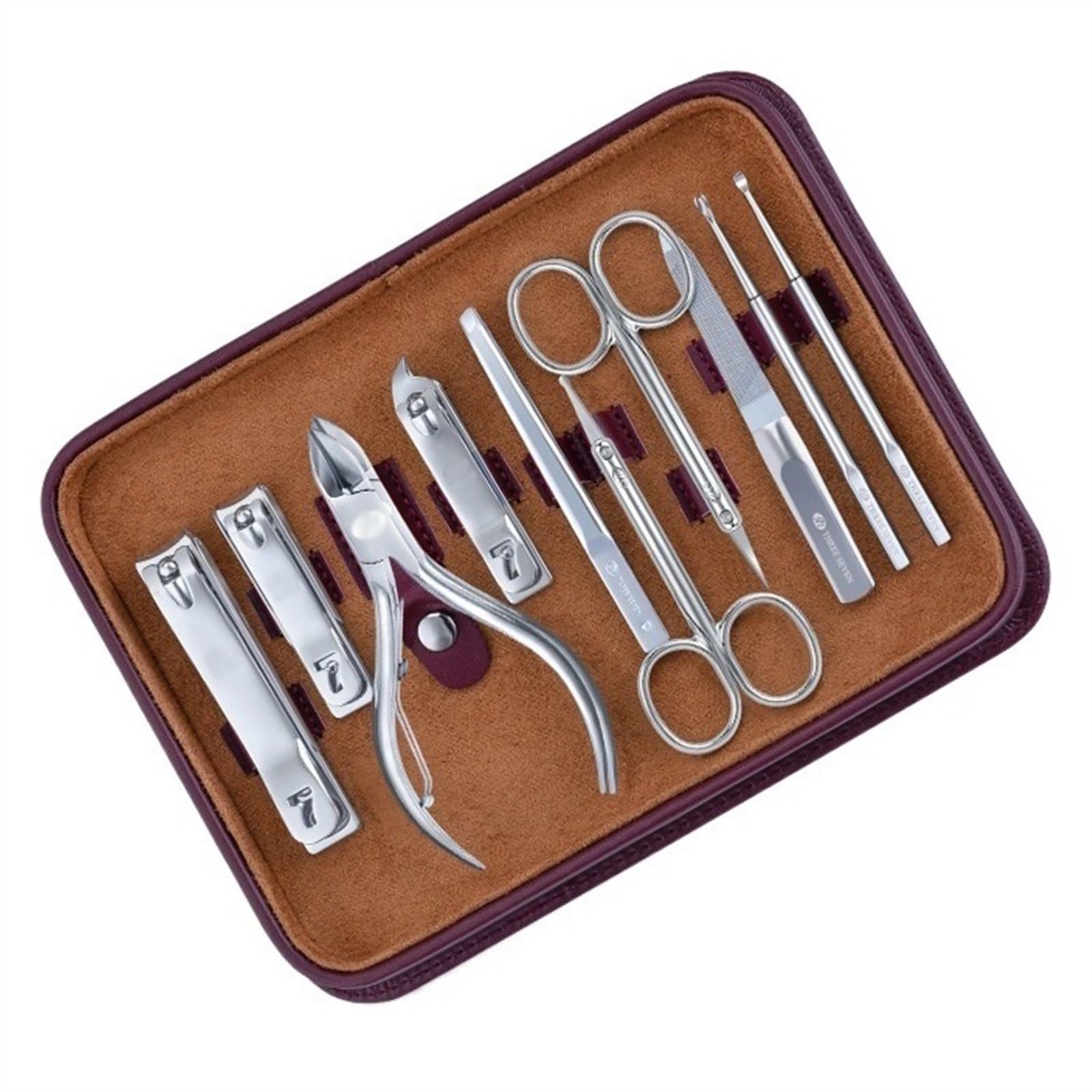 Kit de Manicura Juego de cortaúñas, juego profesional de manicura y pedicura, kit de cuidado de uñas de 10 piezas, kit de uñas portátil con estuche de viaje de cuero PU, for hombres y mujeres Kit Cort