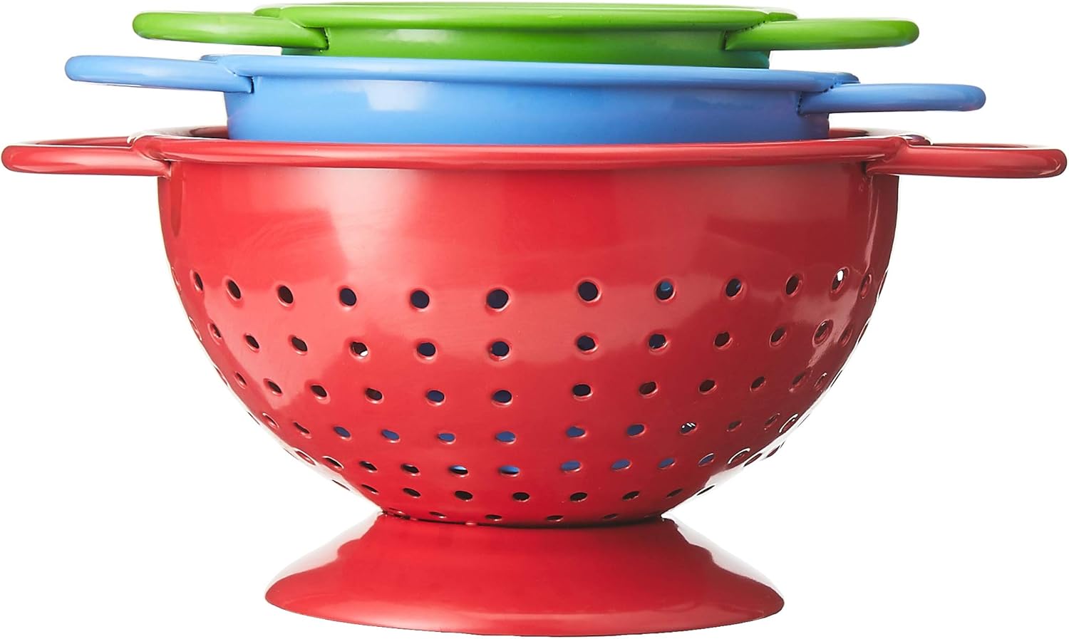 Prepworks by Progressive Powder-Coated Steel Colanders Set of 3 Sizes (¼, ½ and 1 cup) Red, Blue and Green Mini Colander, Fruit Vegetable Strainer : Everything Else
