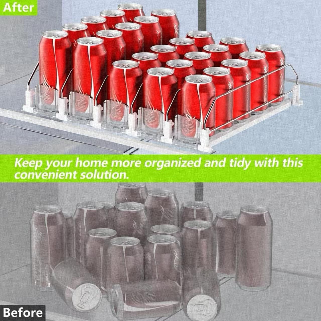 Drink Organizer for Fridge,Self Pushing Fridge Drink Organizer,Automatic Drink Dispenser for Fridge-Holds up to 30 Cans - Image 5