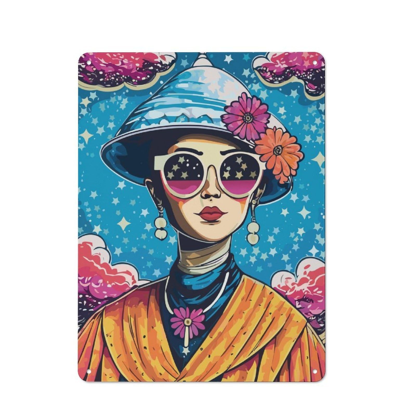 Junmoney Stylish Woman Retro-Style Metal Plaque 40X30cm For Garage Or Workshop, For Garage, Workshop And Man Cave Decoration