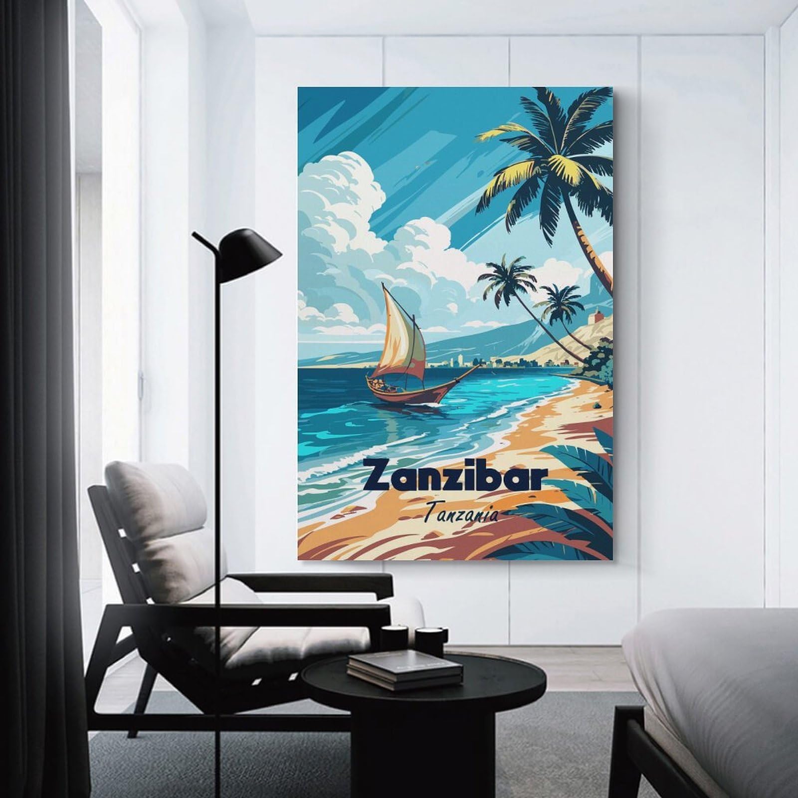 Junmoney Zanzibar, Tanzania Tropical Beach Scene Canvas Art Print, 24x36inch(60x90cm), for Bedrooms, Workspaces And Everyday Interiors, A Flexible Wall Accent for Shared Spaces