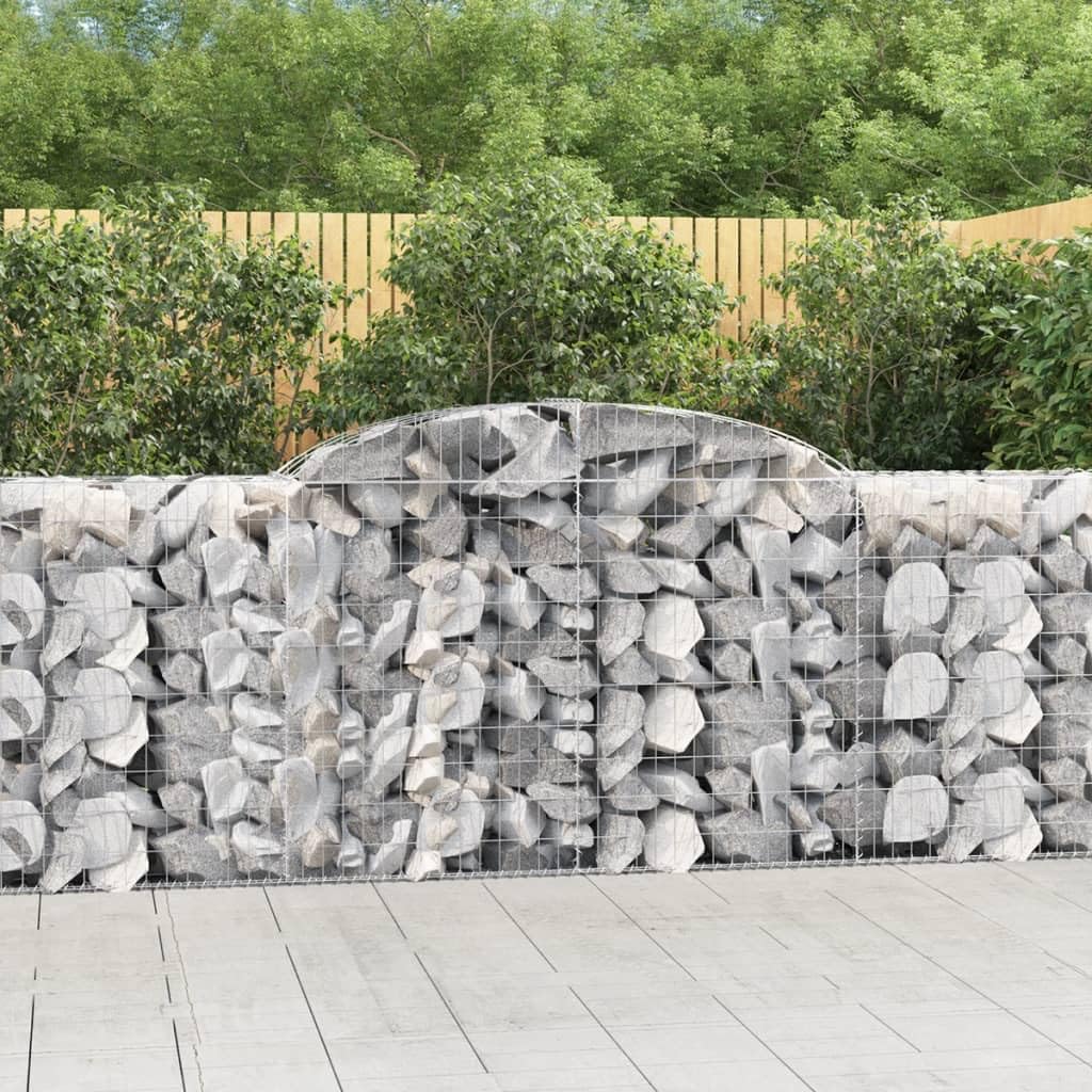Gaviones con arco alto, 11 unidades, 300 x 50 x 100/120 cm, hierro galvanizado para barreras de jardín y protección visual, cestas decorativas de material resistente a la corrosión, estables