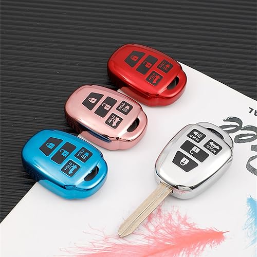 Miniatura 7 de Compatible for Toyota Reiz Corolla Plating Car Key Shells Soft TPU Keycase Applicable to Prado RAV4 Camry Corolla Car Key Case (Pink)