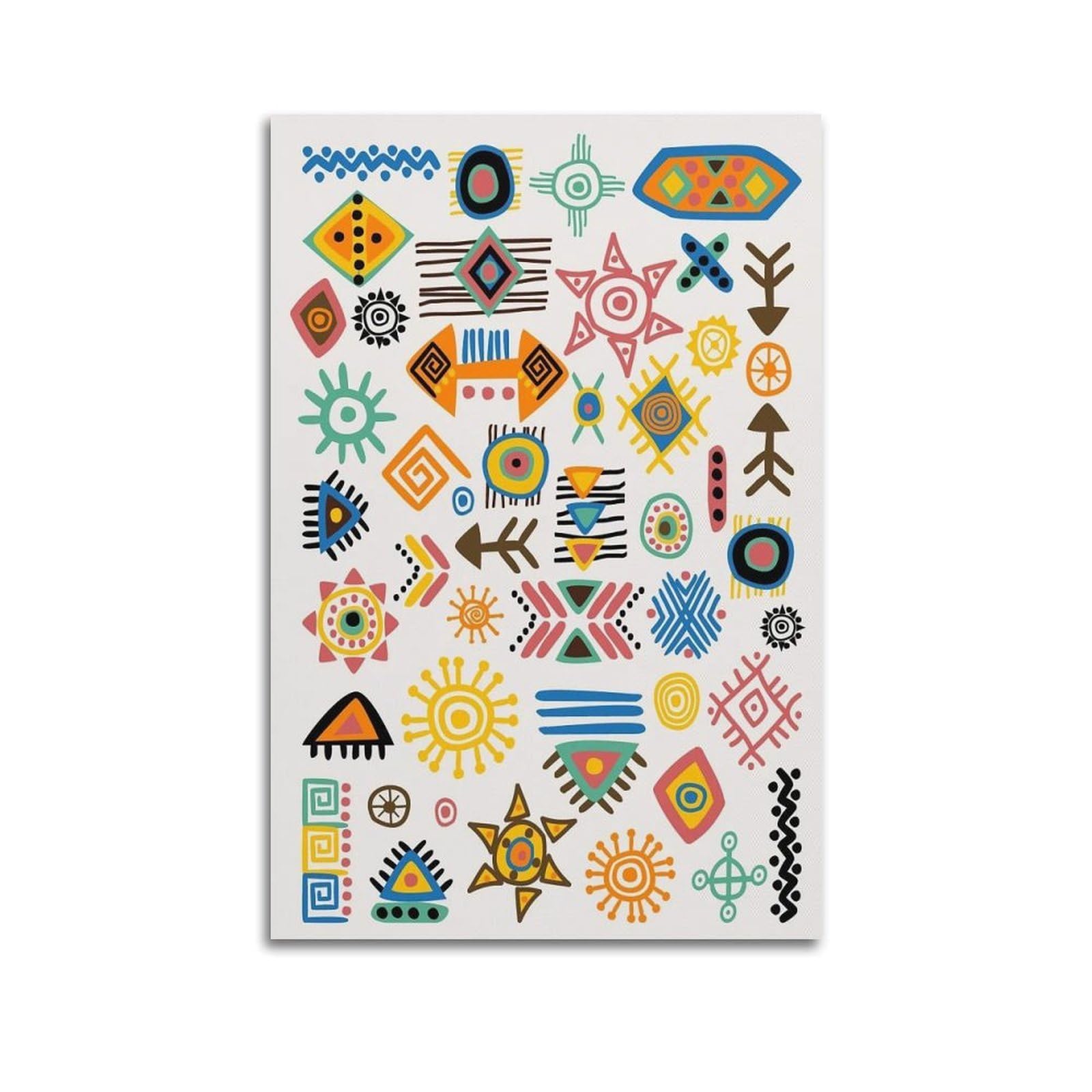 XKUGA Geometric African Folk Poster Tribal Symbol Pattern Totem Modern Decorative Canvas Prints - Ideal Wall Art for Family, Man Cave, Game Room, Boys & Girls Bedroom 20x30inch(50x75cm)