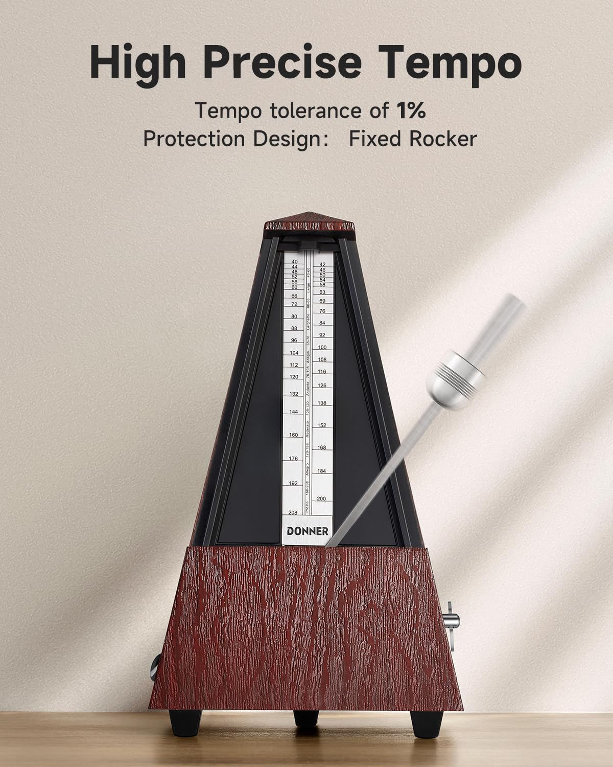 Donner Mechanical Metronome for Piano Guitar Drum Violin Saxophone Musician, Track Beat and Tempo, Loud Sound, Steel Movement, DPM-1 Red
