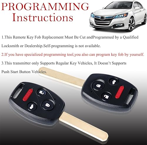 Miniatura 2 de MechanMagic Llavero de repuesto para Honda Pilot 2009 2010 2011 2012 2013 2014 2015/Accord Sedan 2008-2012 KR55WK49308 Control remoto de entrada sin