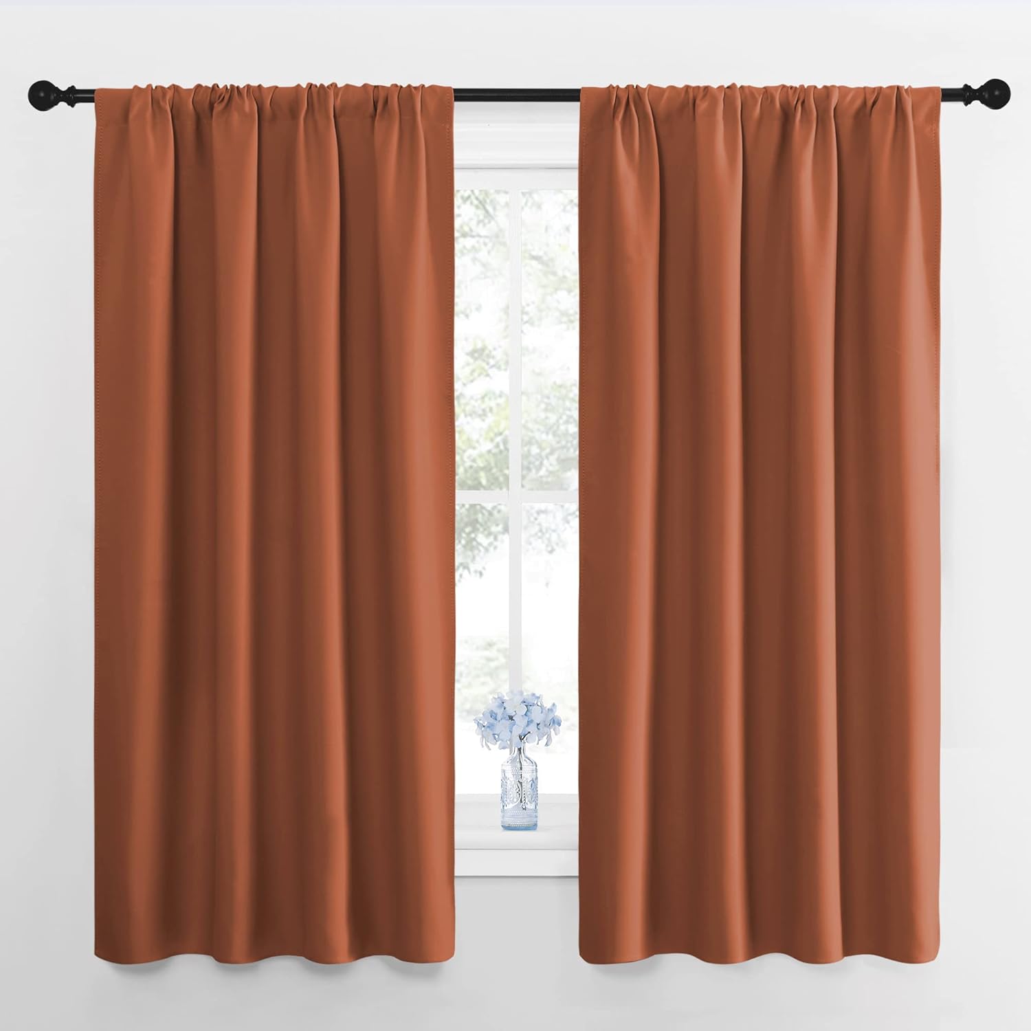 NICETOWN Blackout Curtains and Drapes - Thermal Insulated Solid Rod Pocket Blackout Draperies/Panels (Burnt Orange, 1 Pair, 42 by 63 inches) Burnt Orange 42"W x 63"L (Pack of 2)