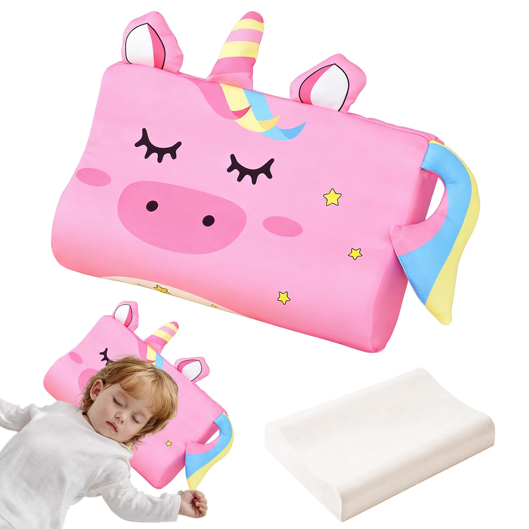 TZEKING Almohada Infantil Ergonómica – Almohada para Niños con Funda Lavable, Espuma Viscoelástica Transpirable e Hipoalergénica, Cojín para Bebes y Niños de 2 a 10 Años – 45x27x6cm — view 10