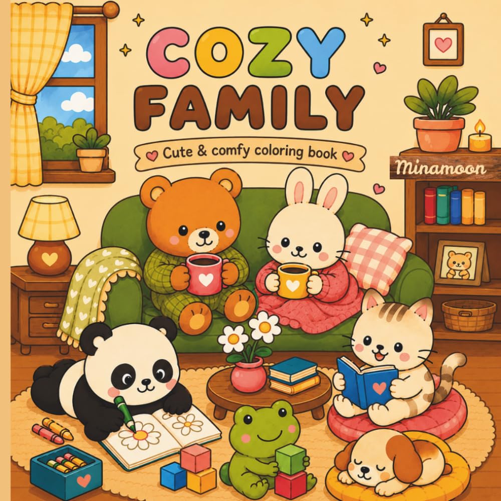 Minamoon: Cute & Cozy Coloring Book: Adorable and Relaxing Coloring Pages for Adults and Teens Featuring Cozy Characters, Cute Scenes, Stress Relief, and Creative Fun
