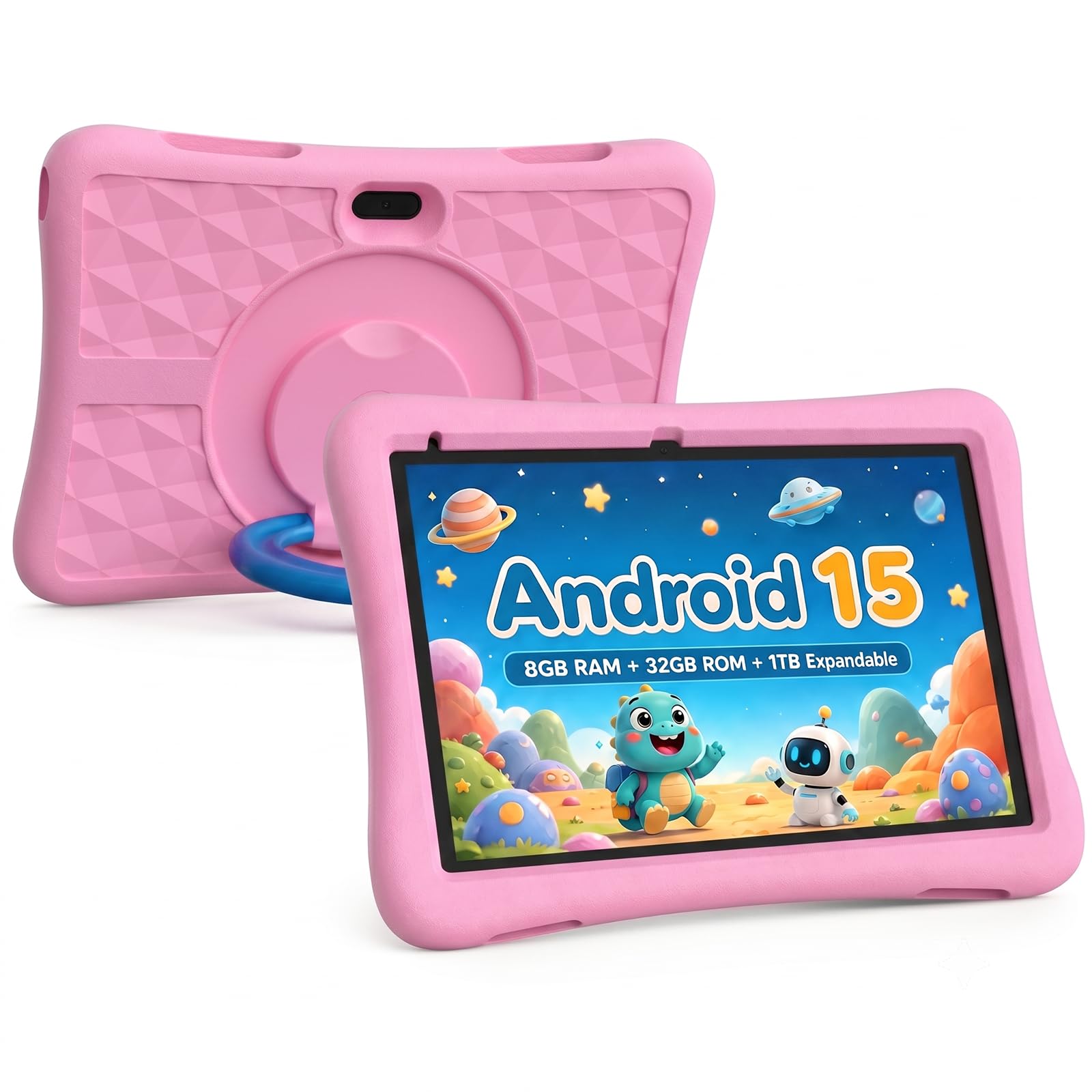 Tablet per bambini da 10 pollici Android Tablet per bambini viene fornito con una custodia protettiva resistente agli urti, 8 GB RAM 32 GB ROM tablet supporta MicroSD da 1 TB, batteria 6000 mAh doppia