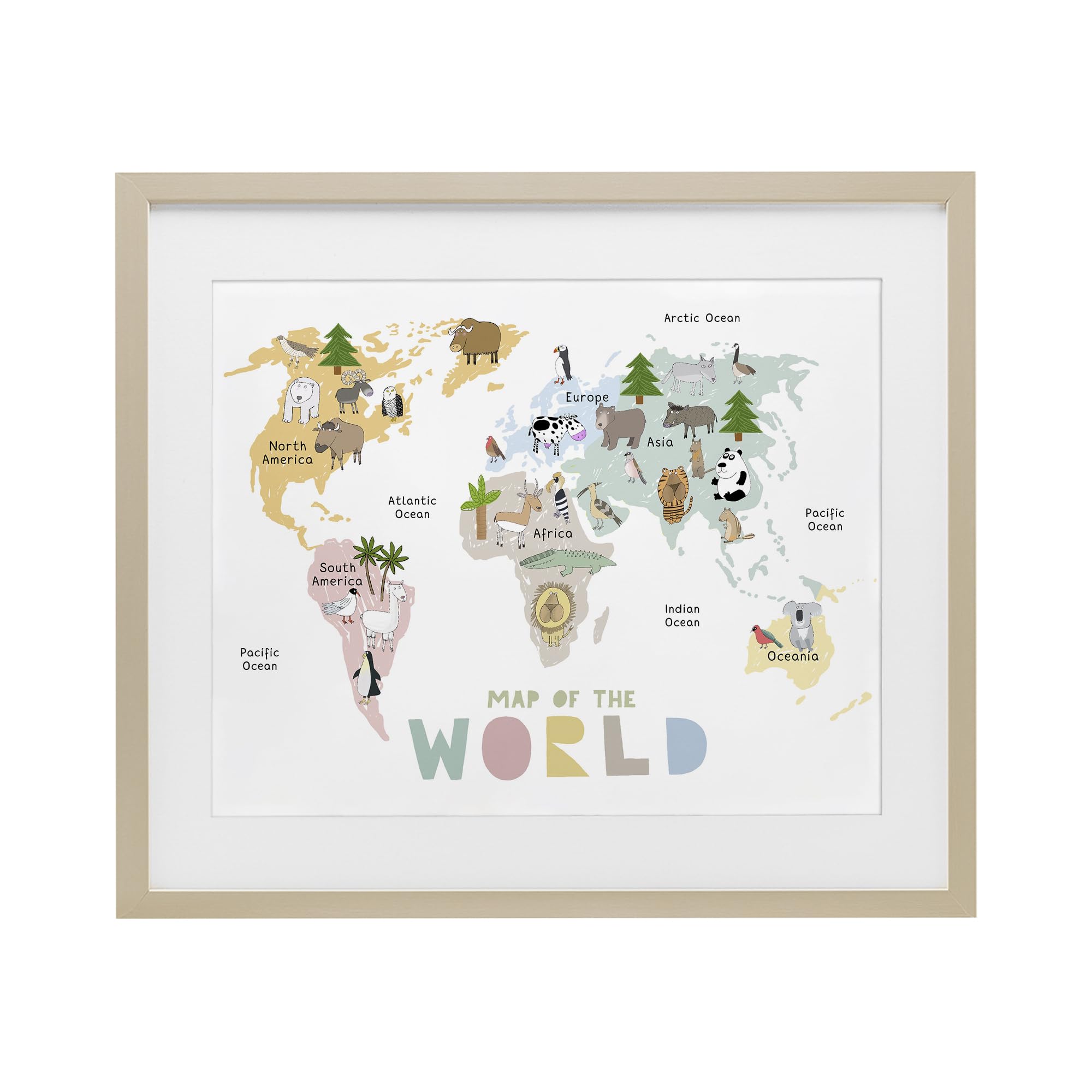 Carte du monde pastel Stupell Industries pour illuminer un mur sombre