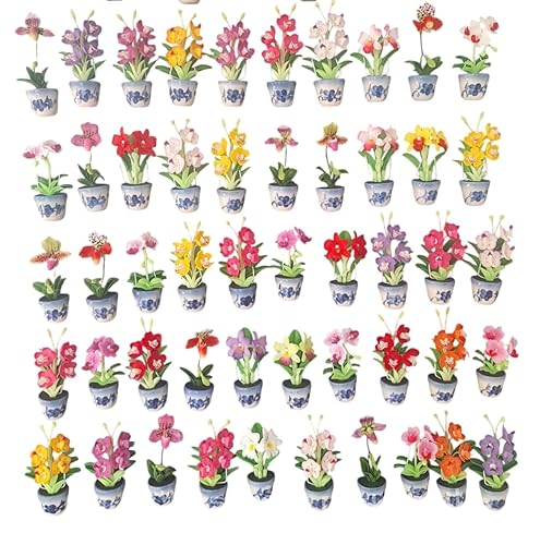 Set of 10 - Handmade Orchid Flower Magnet in Ceramic