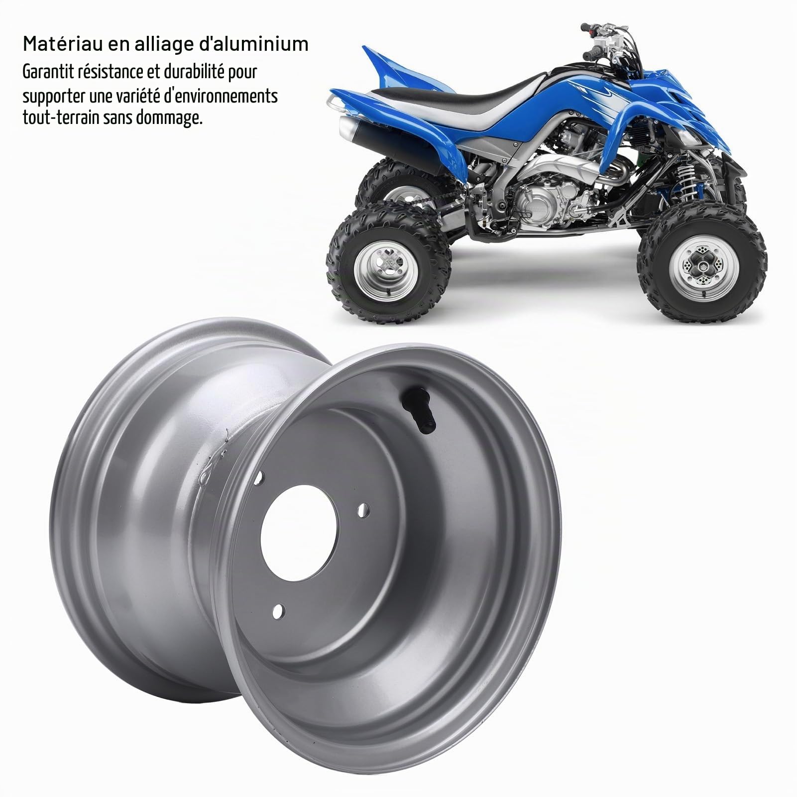 Focket Jante ATV 8 Pouces, 18 x 9.50-8 Jante ATV, Alliage d'aluminium, pièces de Rechange pour ATV, Go Karts, véhicules Tout-Terrain et quads (Trois Trous (espacement des Trous: 78 mm / 3,07)