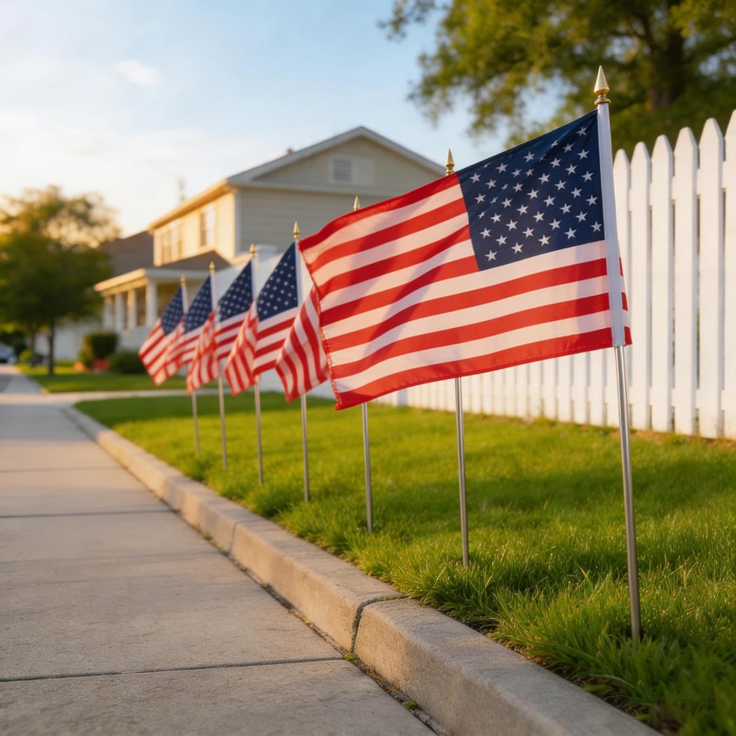 TOPFLAGS Small American Flag on Stick 16x24 inch - 6 Pcs Handheld US Flags for Events Retractable Stainless Steel Pole for 250th USA Anniversary, Memorial Day, 4th of July, Veterans Day Decorations