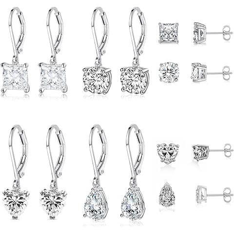 925 Sterling Silver Dangle Earrings for Women Princess Teardrop 5A Cubic Zirconia Hypoallergenic Dangling Earrings for Wedding