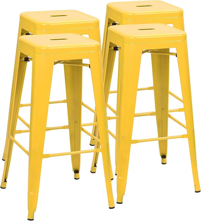 Furmax 30 Inches Metal Bar Stools High Backless Stools