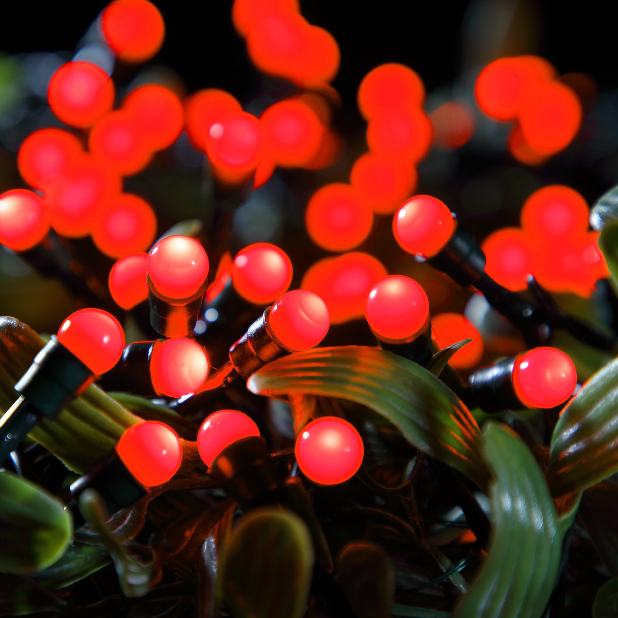 Noma @ Wowooo Red, Green Wire Fit & Forget Battery 200 Led Berry Lights : Timer Multifunction : Indoor/Outdoor : Red 6816020Gr