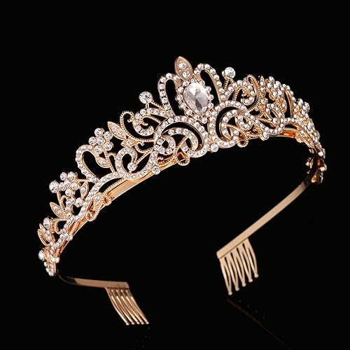 Miniatura 8 de Kamirola - Coronas de tiara de cristal para mujeres y niñas, corona elegante de princesa con peines, diademas para mujer, para novia, boda,