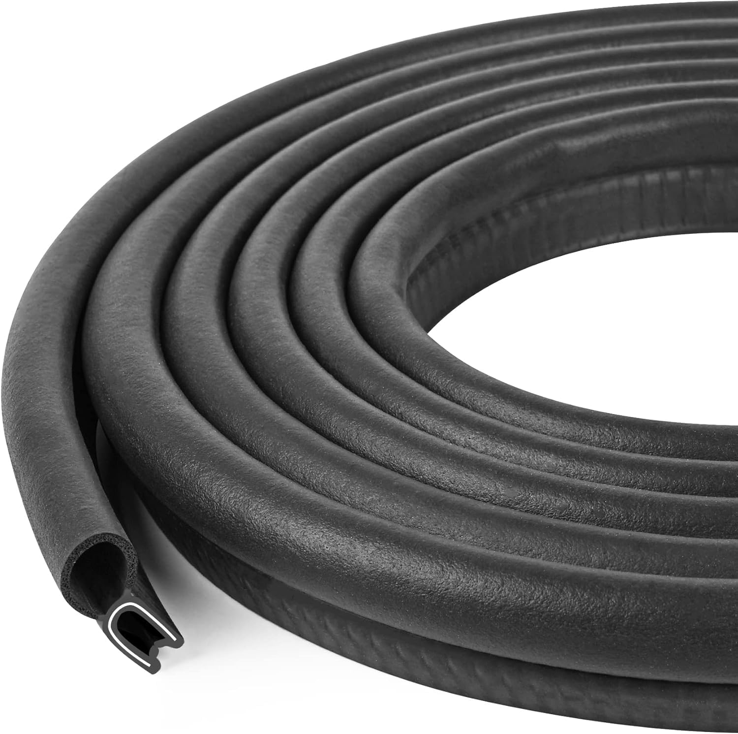 Kikerike Automotive Door Weather Stripping 10Ft Car Door Rubber Edge Trim Seal Strip Gasket with Top Bulb Easy to Install for Car Bus Camper Boat RV Truck Doors and Home Applications