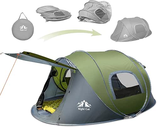 Night Cat Pop-up Camping Tent: 2 Person Tent Waterproof Instant