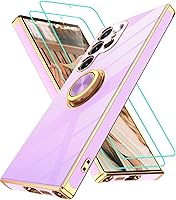 Vista 75 de Gritup Funda para Samsung Galaxy A14 5G: Funda para Samsung A14 2 piezas, protector de pantalla, soporte de anillo de rotación de 360°, soporte