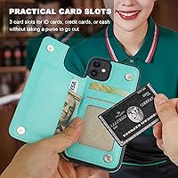 Vista 3 de ONETOP - Funda tipo cartera para iPhone 11 con soporte para tarjetas, anillo de rotación de 360°, bloqueo RFID, piel sintética, doble cierre Azul