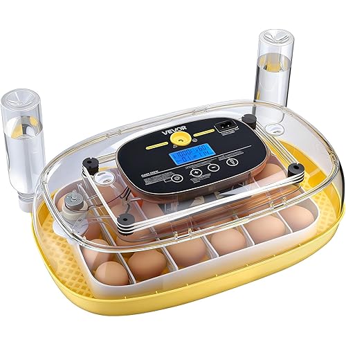 VEVOR 24 Egg Incubator, Automatic Egg Turner with LED Candler, Temperature & Humidity Control, 360° View Clear Window, Auto Water Refill, Poultry Eggs Incubators for Hatching Chicks Ducks Goose Quail