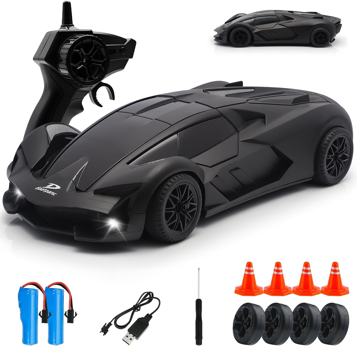 Snugzy RC Drift Car 1:20 Scale RC Cars 2.4GHz Remote Control Car Toy Gifts for Kids (Black)