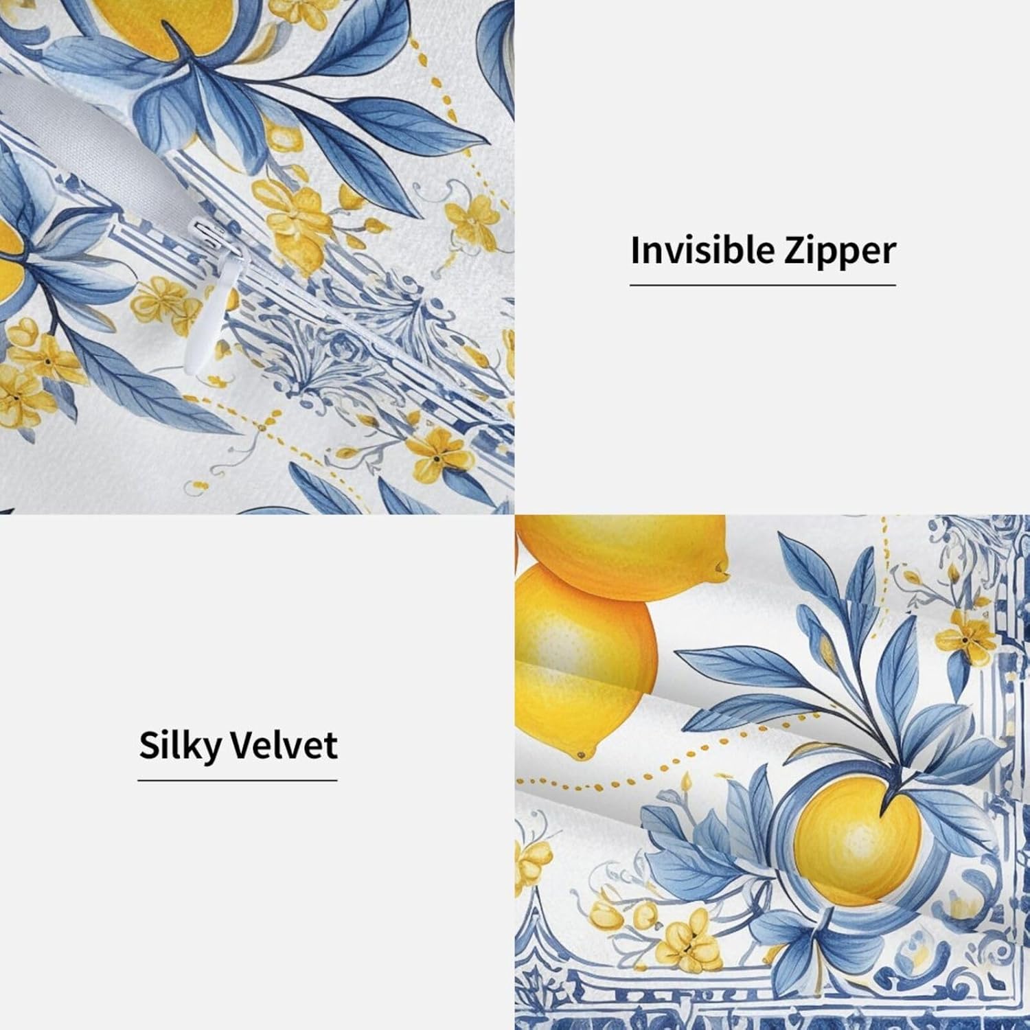 Watercolor Lemon Leaves Throw Pillow Covers 20x20 Inch Soft Square Cushion Covers for Couch Sofa Bedroom Living Room Decor Set of 2 Decorative Pillowcase