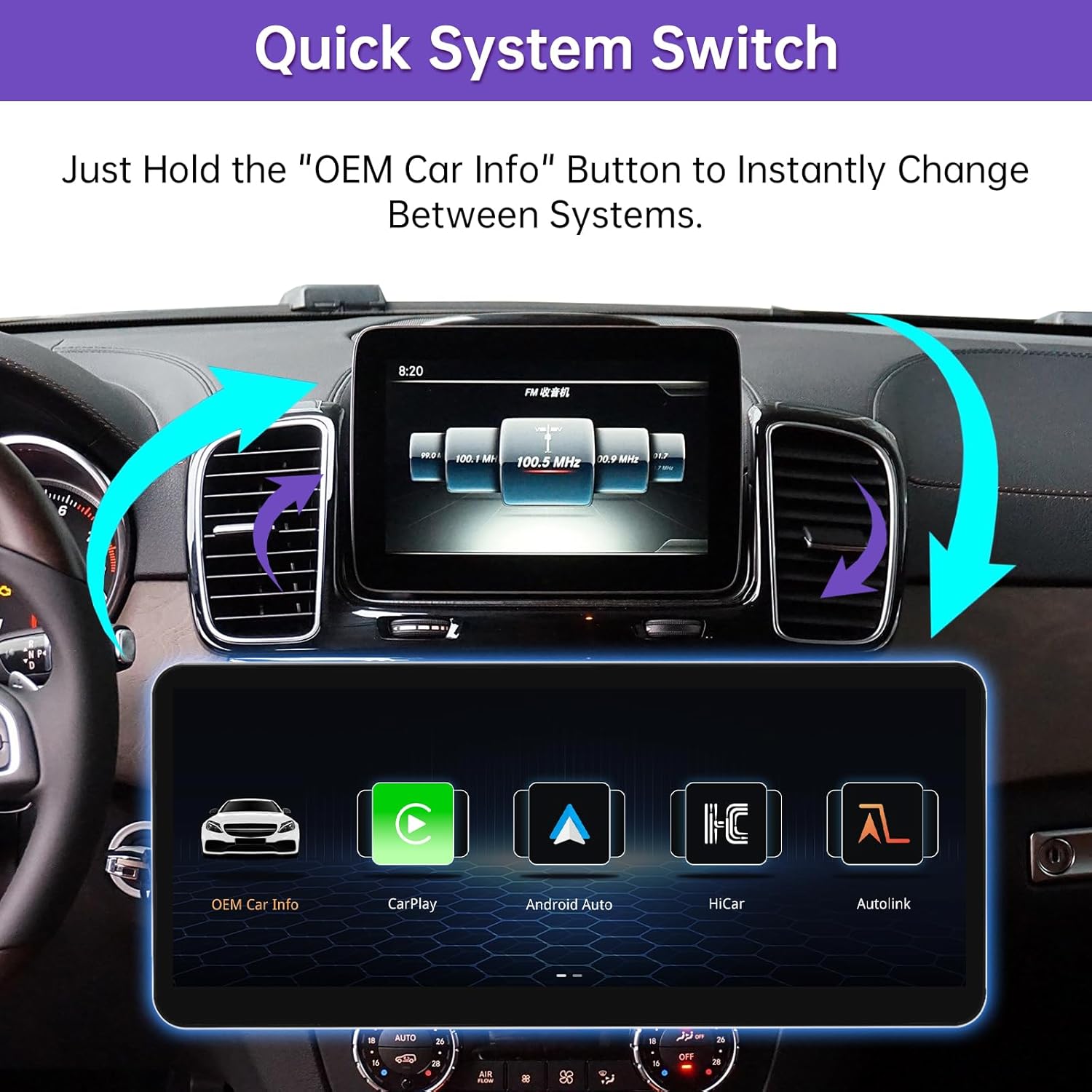 NINETOM 2026 Upgraded 12.3" Ultra-Narrow Touchscreen Wireless CarPlay Android Auto Compatible with Mercedes-Benz GLE GLS (2016–2018), for NTG 5.0/5.1/5.2 System