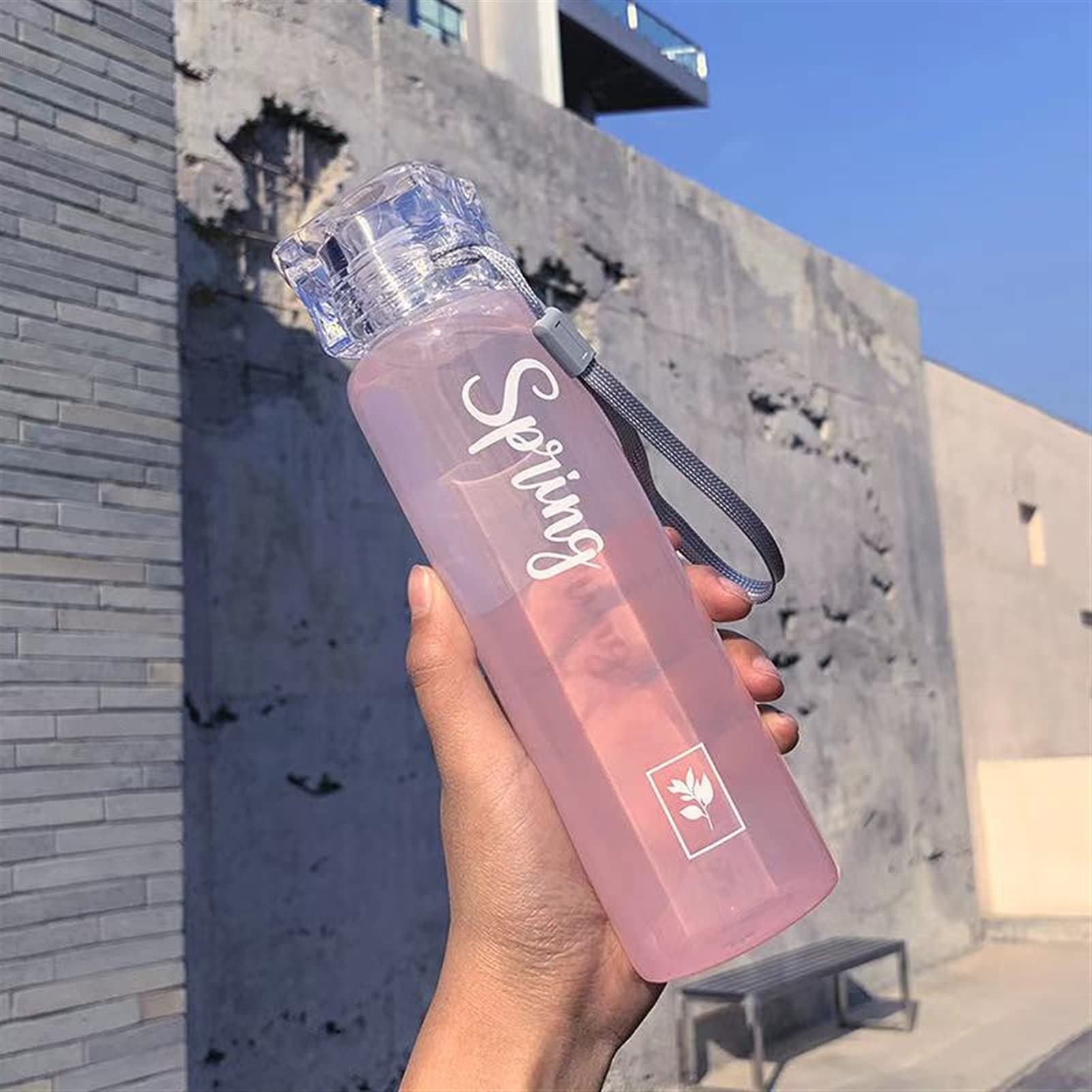 MRKU Bouteille d'eau en Verre dépoli de Grande capacité, résistante à la Chaleur, Simple, Portable, avec poignée carrée, imprimée, pour Le Sport en Plein air