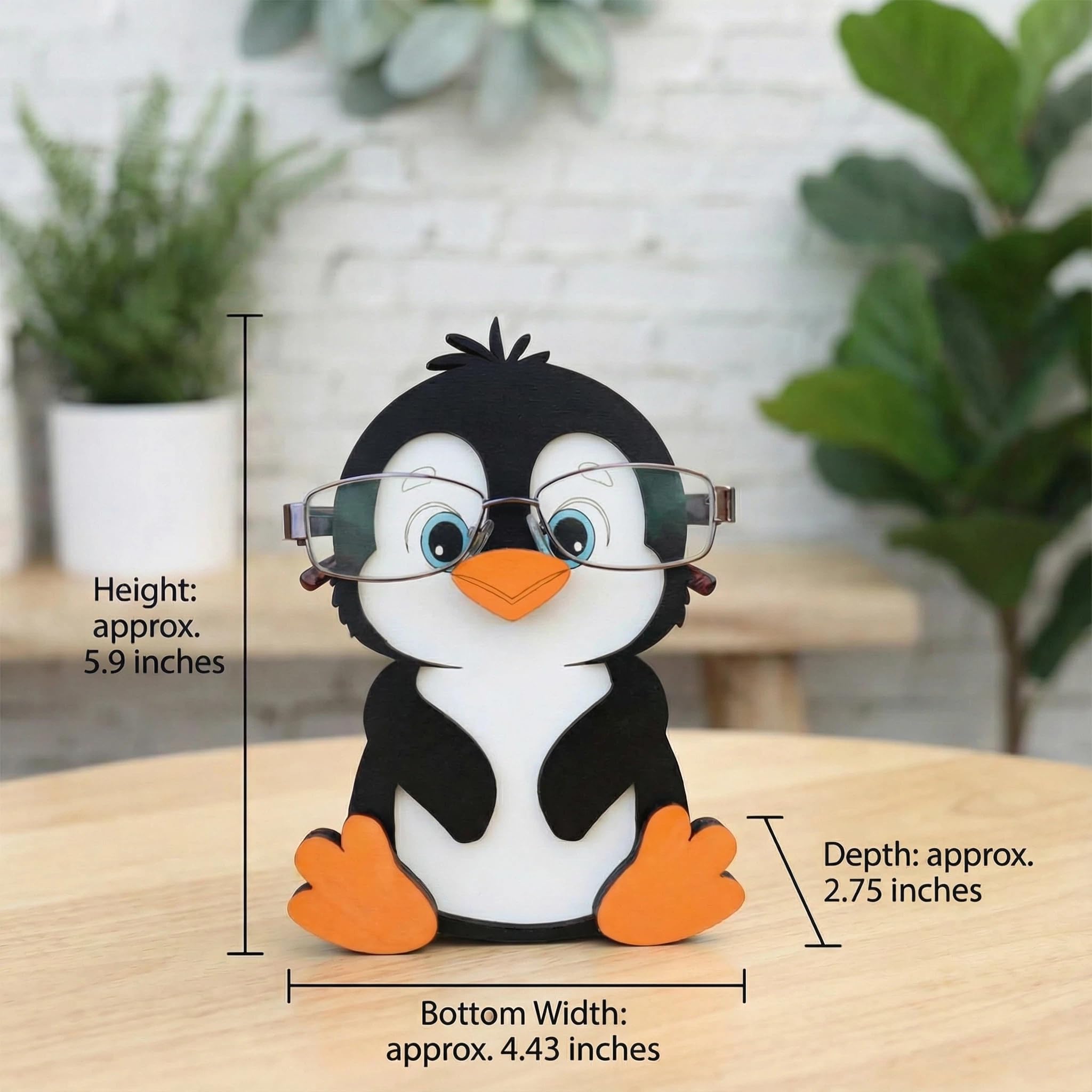 Brillenhalter aus Holz, kreativer niedlicher Tier-Brillenhalter, handgefertigt, kreatives Sonnenbrillen-Display für Desktop-Accessoire, Heimbüro-Dekor, Geburtstag（Hund） (Pinguin)