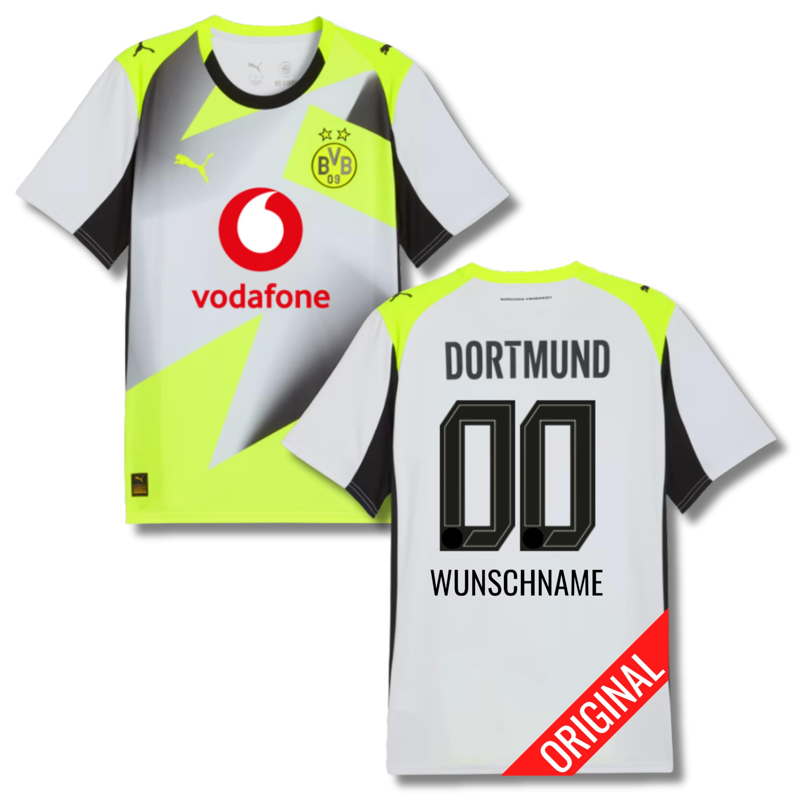 PUMA Original BVB Trikot Herren [Away 25/26] Offizielles Borussia Dortmund Trikot [Spieler oder Personalisiert] Fussball Sportbekleidung Sport Tshirts Herren Fußball Shirt Männer