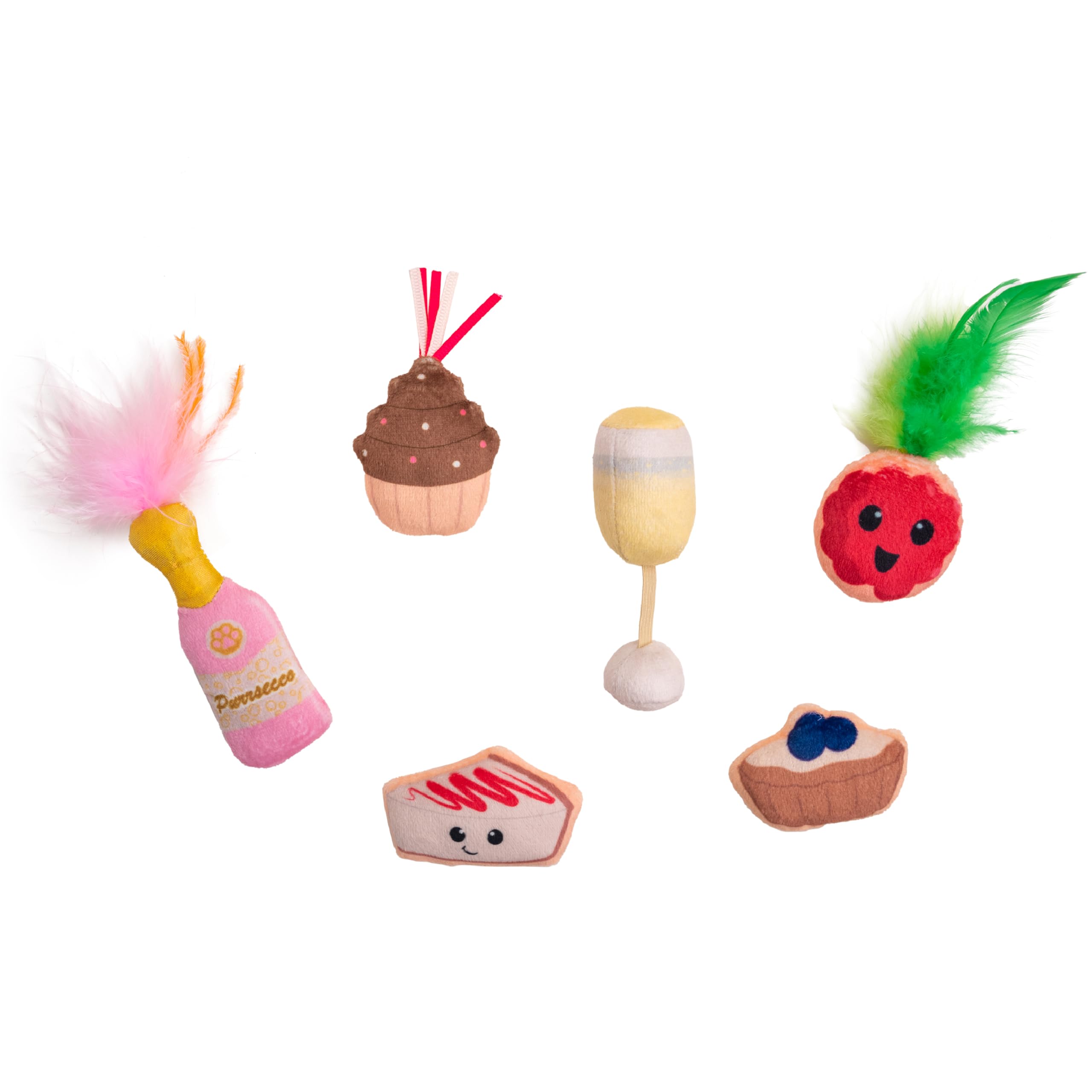 Catstages Purrsecco & Cupcakes Plush Interactive Catnip Cat Toy - 6 Pack