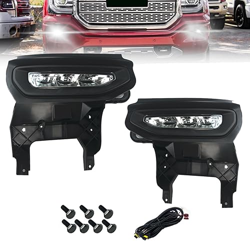 Miniatura 1 de Luces antiniebla LED para GMC Sierra 1500 2016 2017 2018 Parachoques conducción antiniebla par izquierda + derecha con interruptor y arnés