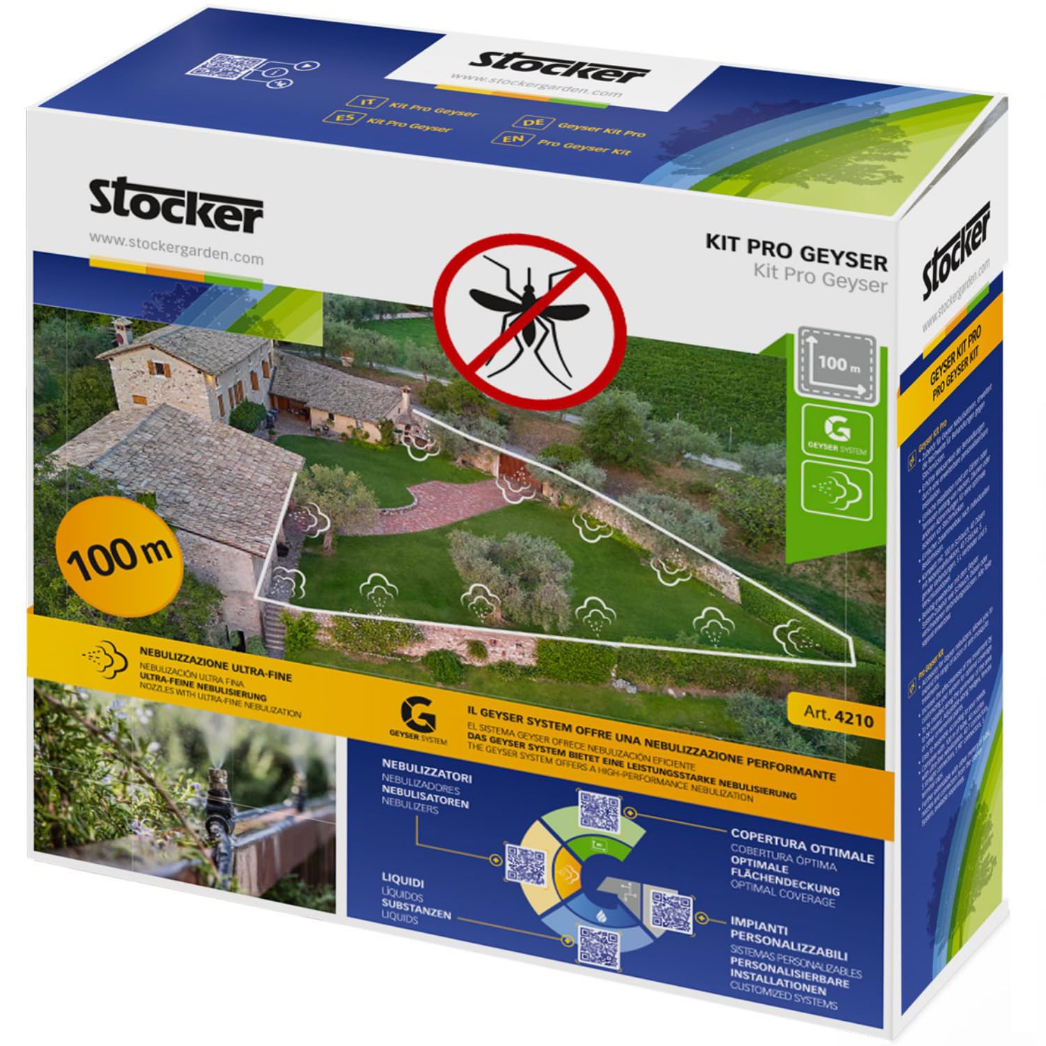 STOCKER Kit antizanzare giardino pro' per geyser nebulizzatore - Contenuto Completo del Kit