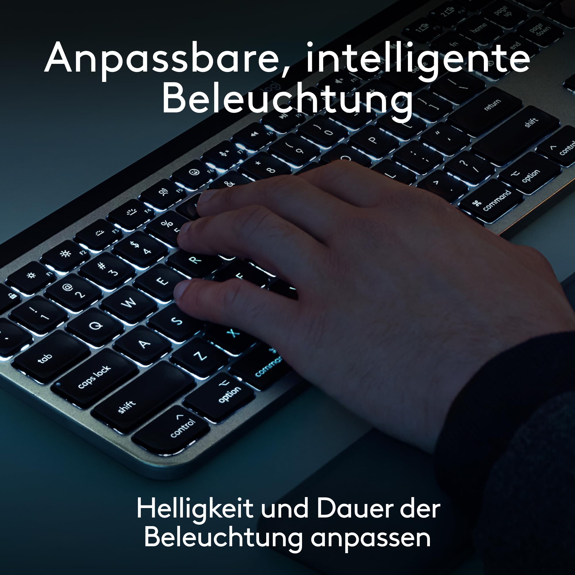 Logitech MX Keys S Combo for Mac, kabellose Tastatur/Maus mit Handballenauflage, beleuchtete Tastatur, schnellscrollende Maus, Bluetooth USB C für Pro/MacBook Air/iMac/iPad, QWERTZ DE - Grau