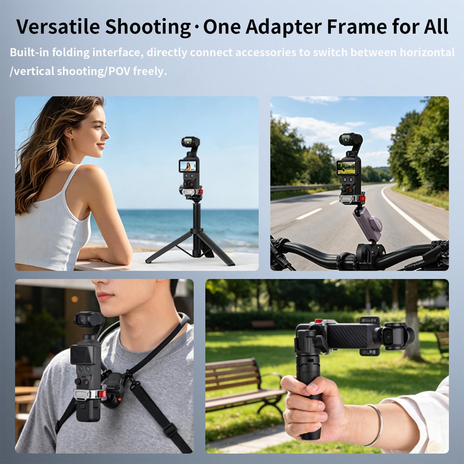 Podstawa adaptera rozszerzającego do DJI Osmo Pocket 4/3, metalowy wspornik montażowy, szybkie zwalnianie, adapter ramy przedłużającej z otworem na śrubę 1/4/zimną stopką/składany interfejs z