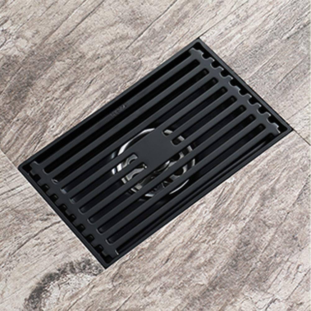 Drain de sol carré noir en acier inoxydable 14,5x9 cm pour douche moderne