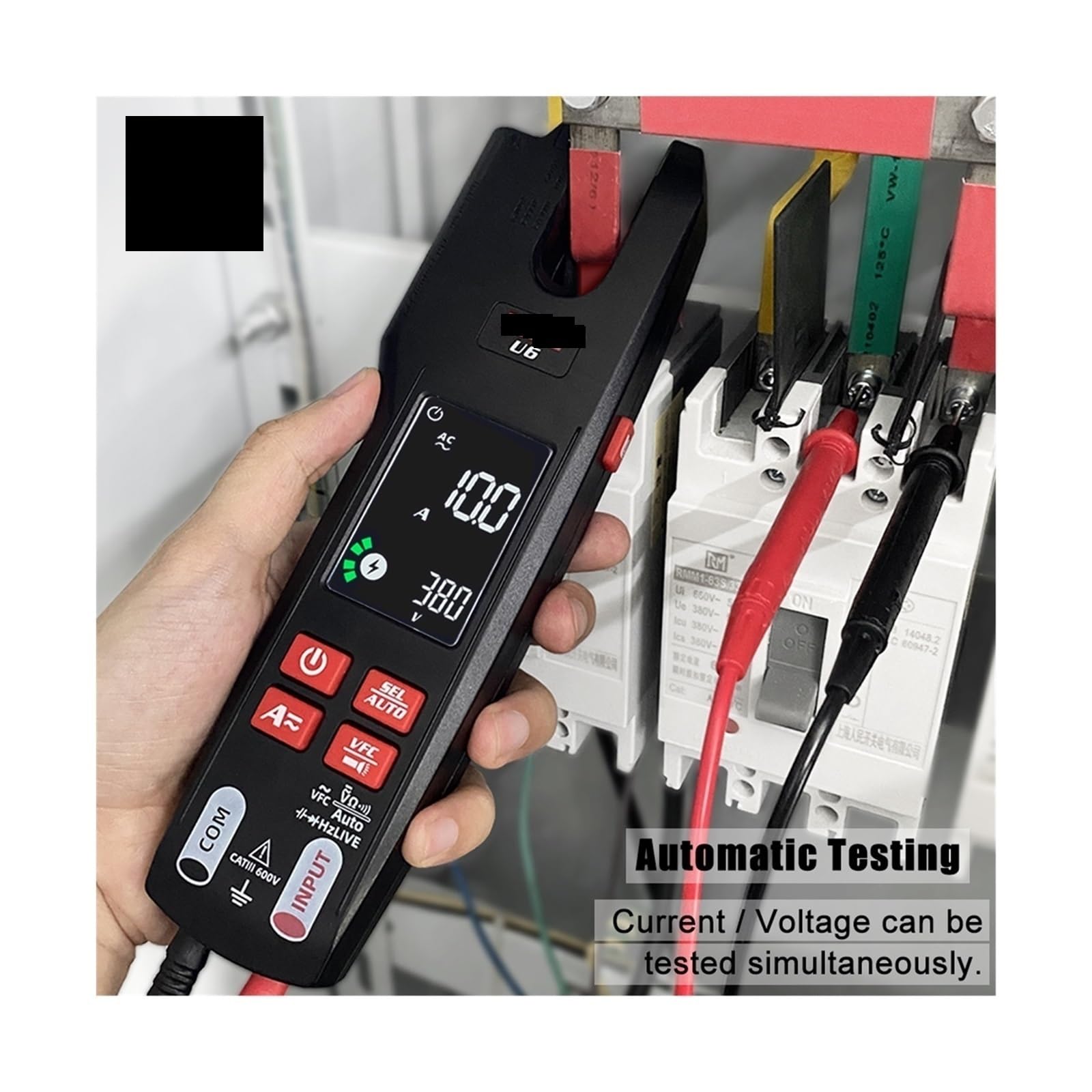 Pinza amperimétrica digital, Medidor De Pinza Digital Profesional U6 Horquilla 600A Amperímetro Alica T-RMS DC AC Corriente Abierta Mandíbula Eléctrica Ter Auto Multímetro