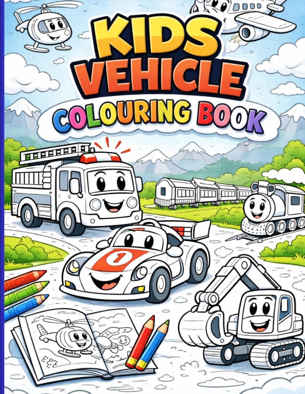 Kids Vehicle Colouring Book: Fun and Easy Vehicles book for Creative Young Minds