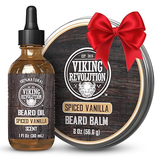 Vista 57 de Viking Revolution Aceite de barba de sándalo para hombres, aceite natural para barba con aceite de argán y aceite de jojoba, suavizante de barba