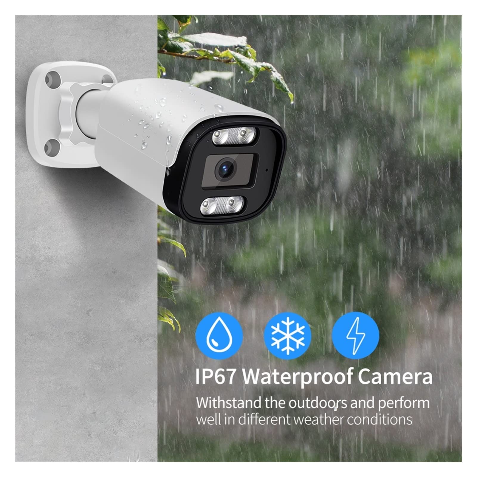 System Kamer Bezpieczeństwa 8MP POE Audio Zestaw NVR CCTV Zewnętrzna Kamera IP H.265 Do Monitoringu Wideo P2P Wykrywanie Ruchu(None,4CH NVR 4 AI Camera)
