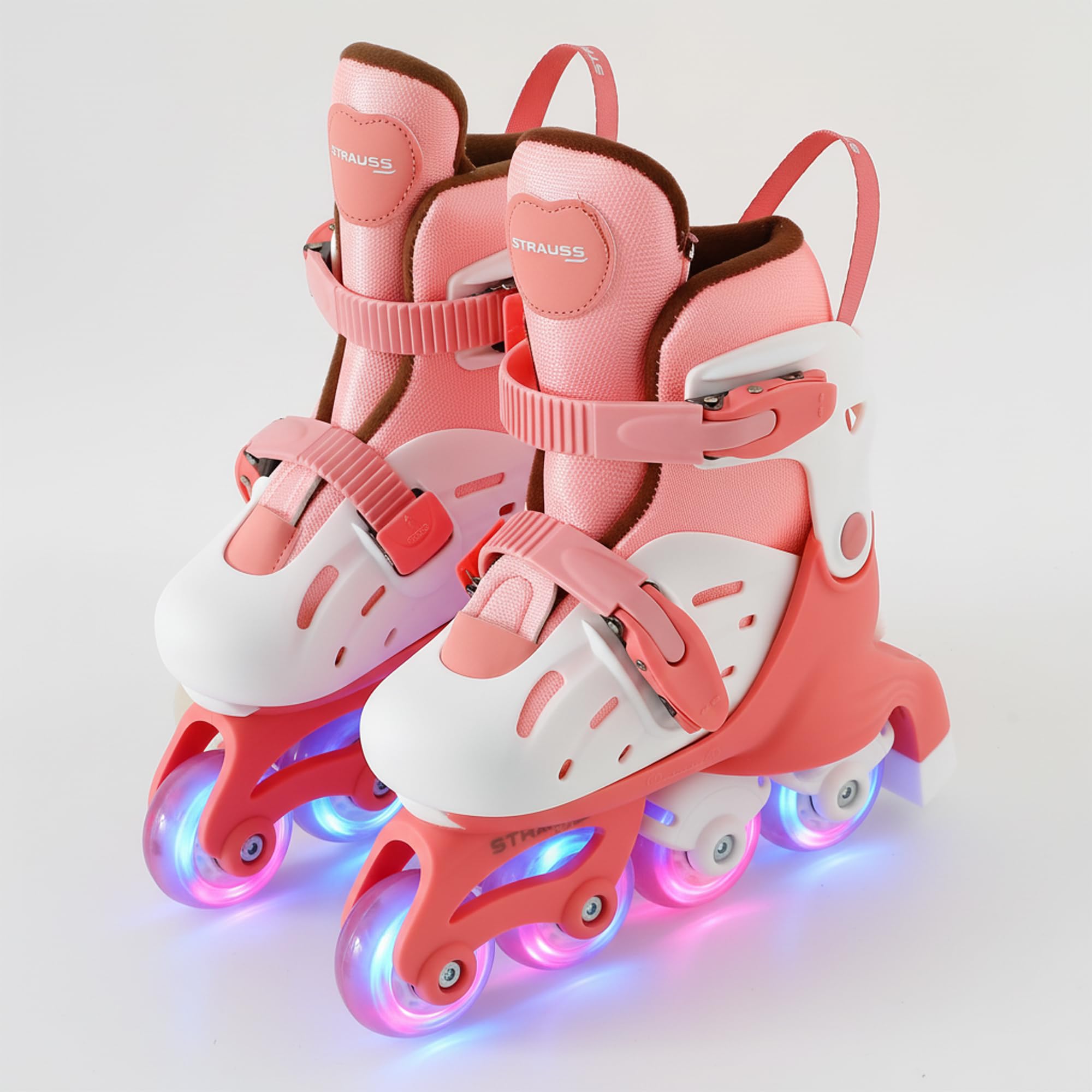 Strauss Convertible (Inline/Roller) Skates | Size S adjustable 17-21.5 cm | LED Light Wheels | Skates for Boys & Girls | No tools required | Detachable Liner for Cleaning | With Brakes | EU 31-34 Size-picture-15